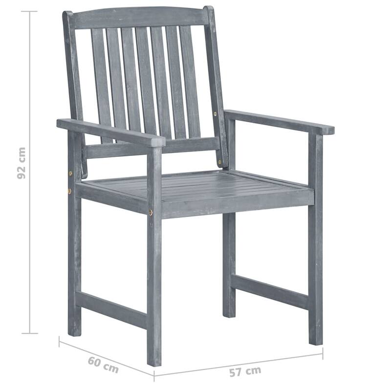 vidaXL Patio Chairs Outdoor Dining Chair with Cushions Gray Solid Wood Acacia
