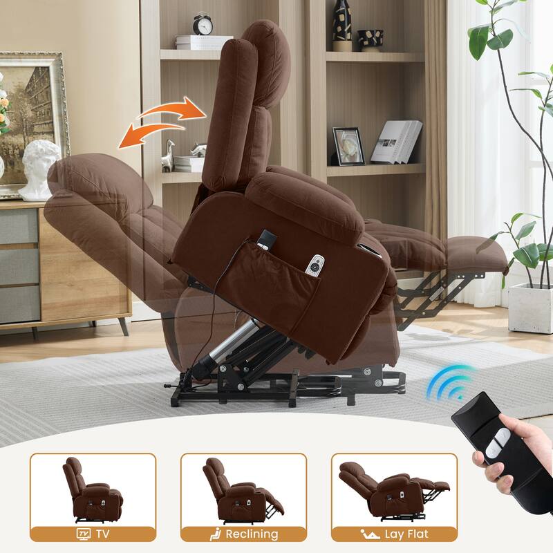 Power Lift Recliner Chair with Heat & Massage, USB Port & Remote Control for Elderly & Living Room