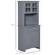 preview thumbnail 20 of 23, HOMCOM Kitchen Buffet Hutch Wooden Storage Cupboard with Framed Glass Door, Drawer and Microwave Space - 27"x15.75"x64.5"
