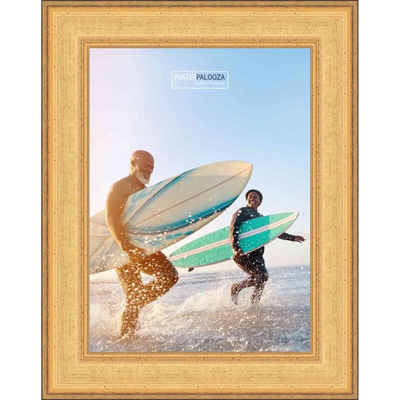 5x8 Traditional Gold Wood Picture Frame UV Acrylic, Foam Board