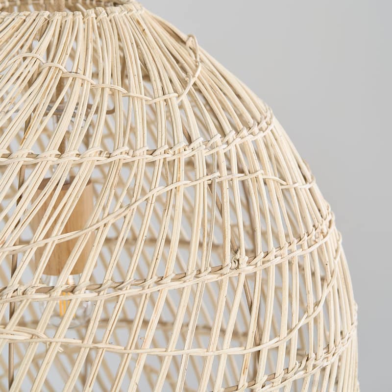 Santana Rattan Flush Mount - Rattan Brown 1-Light Handwoven Ceiling Light for Bedroom or Hallway in Modern, Mid-Century Style