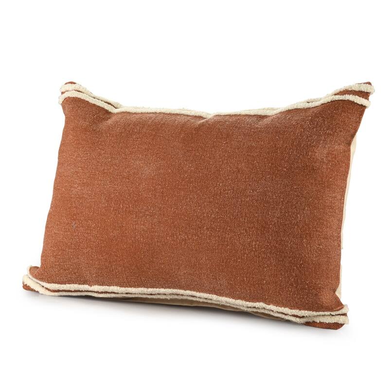 HomeRoots 16" X 24" Cinnamon Striped Cotton Lumbar Throw Pillow With Texture
