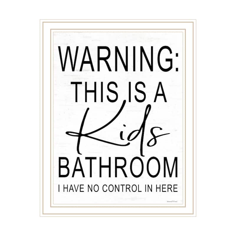 TrendyDecor4U Contemporary "Kid's Bathroom" Framed Print Wall Art - White