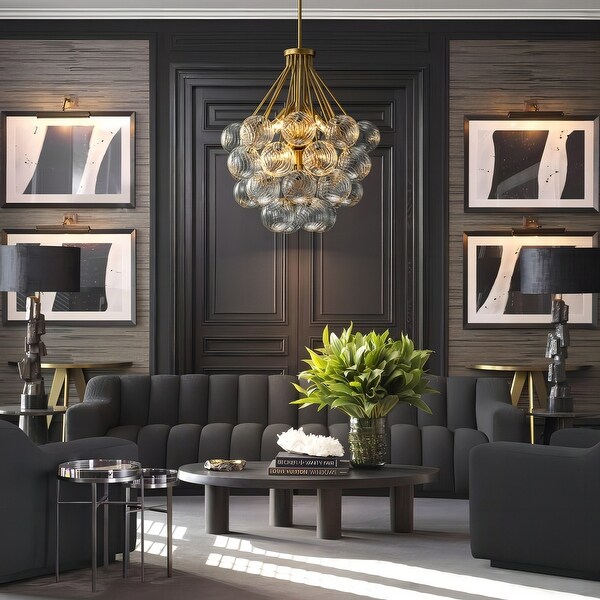 12-Light Mid-Century Modern Gold Sputnik Textured Glass