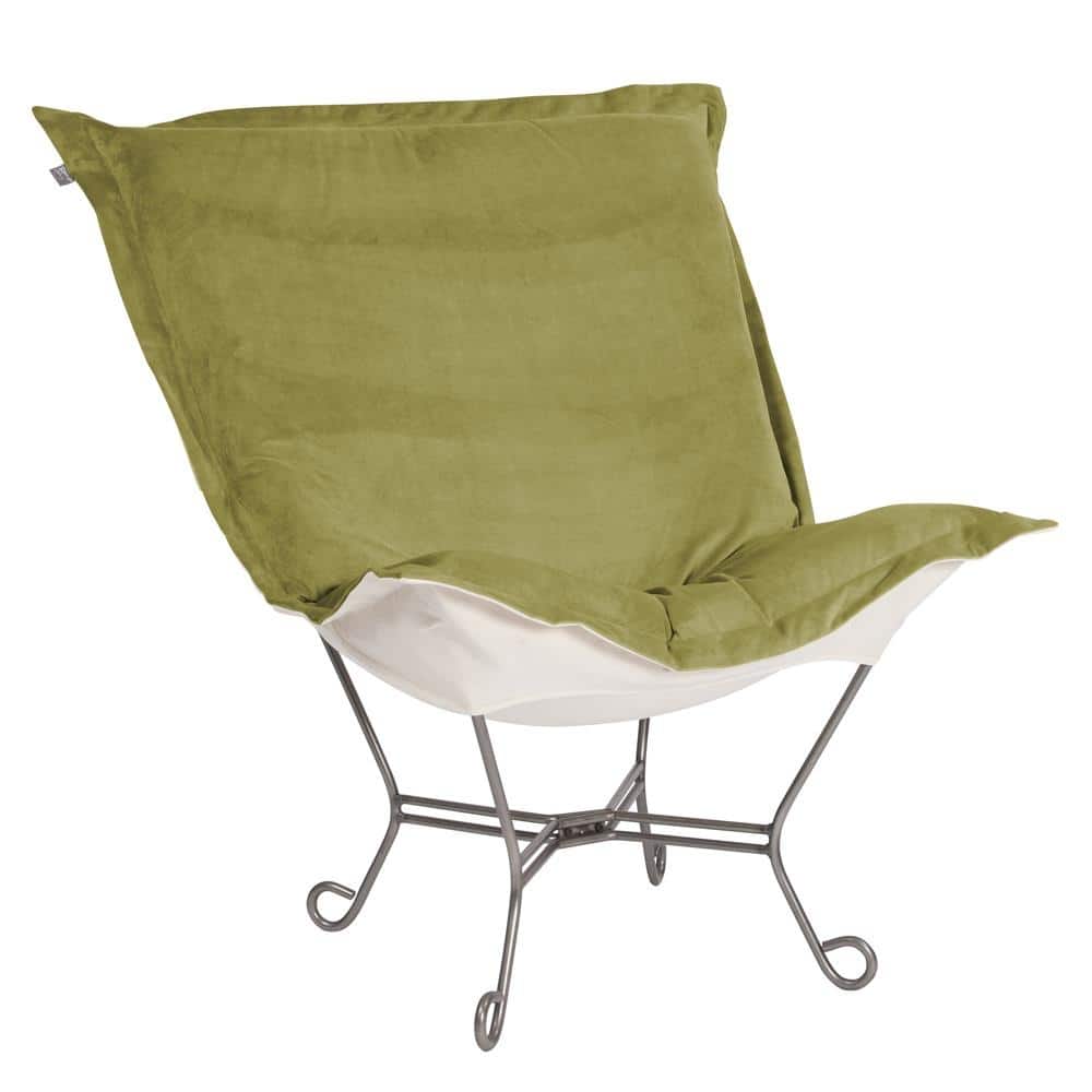 Allan Andrews Scroll Puff Chair with Titanium Frame, Bella Collection