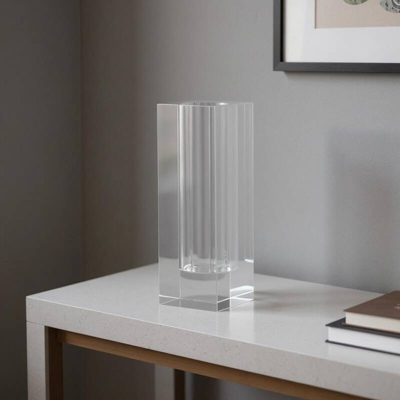 10" Clear Square Glass Table Vase - 3.90 - Clear - 3.90
