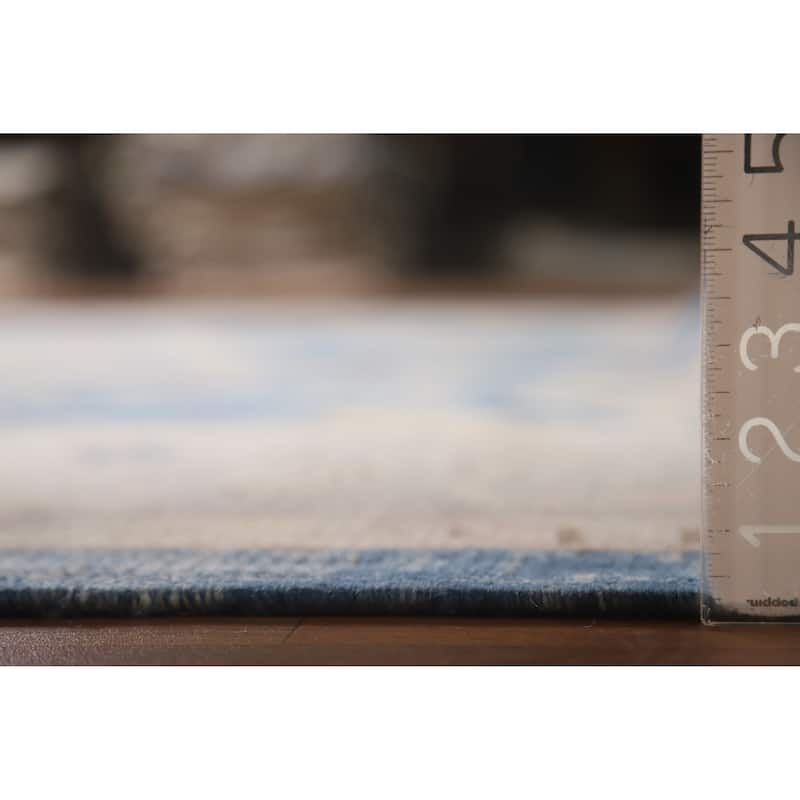 Hand Knotted Oriental 100% Wool Carpet Transitional All-Over Navy Blue & Blues Oushak Area Rug - 11' 2'' X 8' 11''