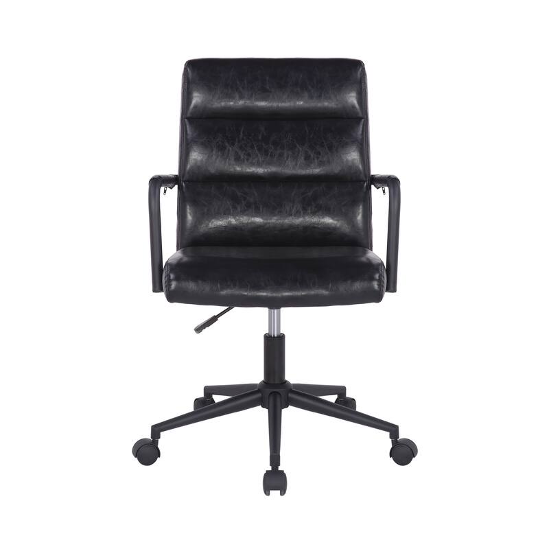 Porthos Home Pei Office Chair, Tufted PU Leather, Steel Swivel Base
