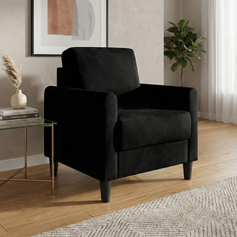 Clayfell Goliad Velvet Armchair with Pocket Spring, Soft Cushions, Clean Lines Design