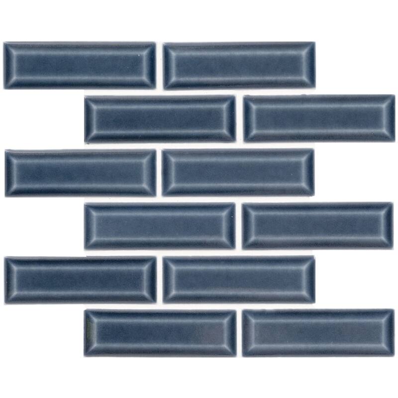 Ackland AKM-P-2X6BSWG-CA 12" x 12" Ceramic Brick Wall Mosaic Tile - - Azura Mist