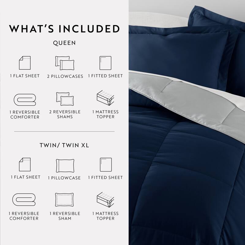 Simply Essential Dorm In A Bag Comforter, Sheet Set and Mattress Pad