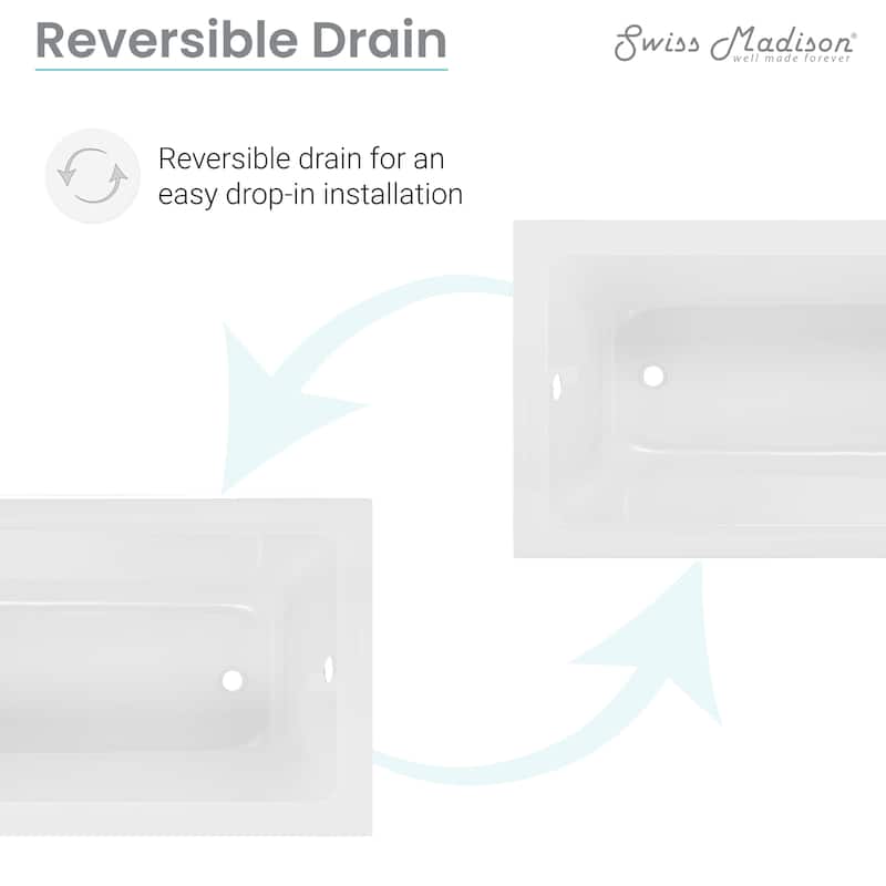 Lausanne 48" X 32" Reversible Drain Drop-In Bathtub - 32x48 Reversible