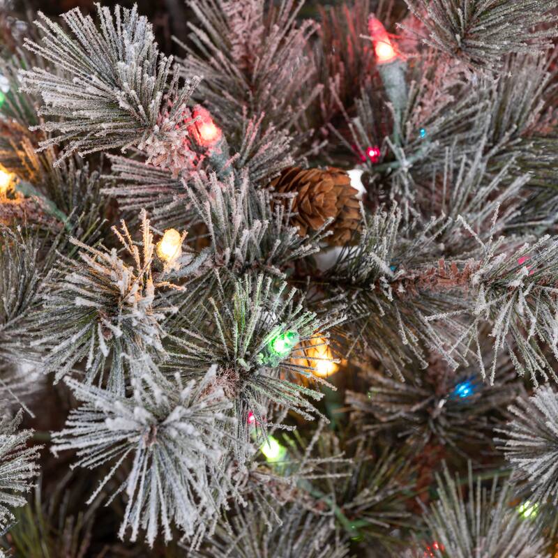 7.5 ft. Pre Lit Clear UL Lightly Flocked Hard Needle Scotch Pine
