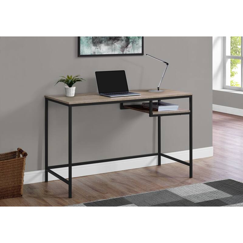 Contemporary Computer Desk with Spacious Desk Top, Open Storage Cubby, and Sturdy Metal Legs, Ideal for Home Office