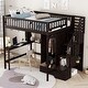 preview thumbnail 21 of 25, Full Size Loft Bed with Bookshelf, Drawers, Desk, Wardrobe & Storage Staircase, Full Length Guardrail