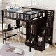 preview thumbnail 4 of 48, Full size Loft Bed with Bookshelf, Drawers, Desk and Wardrobe, Espresso