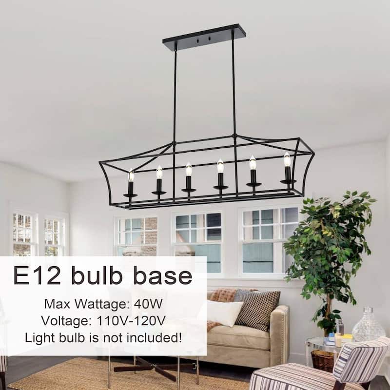 6-Light Black Linear Farmhouse Chandelier