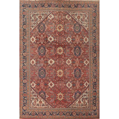 Hand Knotted Oriental 100% Wool Carpet Traditional Floral Red Mahal Area Rug - 12' 0'' X 8' 11''