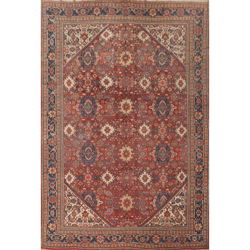Hand Knotted Oriental 100% Wool Carpet Traditional Floral Red Mahal Area Rug - 12' 0'' X 8' 11''