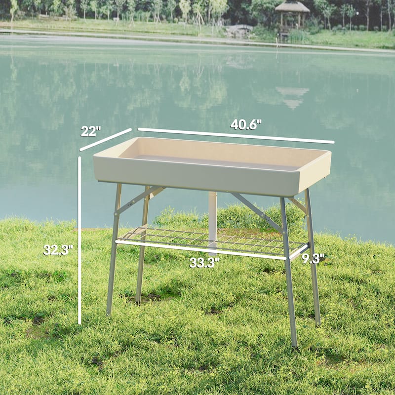 GDFStudio - Orion Folding Outdoor Ice Cooler Table for Effortless Entertaining