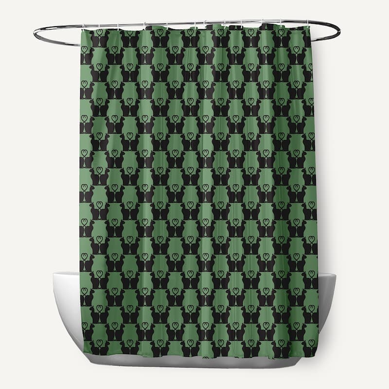 Cat Clowder Shower Curtain - Sage