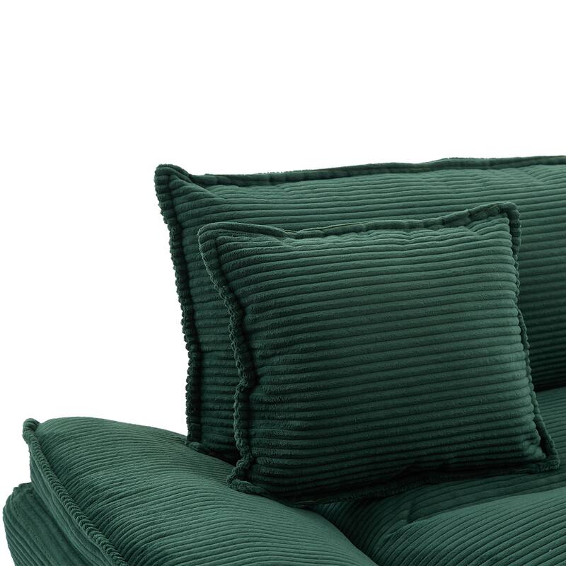 Corduroy Upholstered Loveseat Sofa, 2 Seater Sofa with Pillows, Deep Seat Sectional Sofa with Removable Cushions