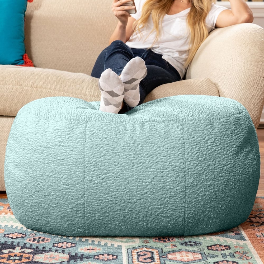 Jaxx Ellis Pouf - Modern Shearling Faux-Lamb Plush Fleece Ottoman