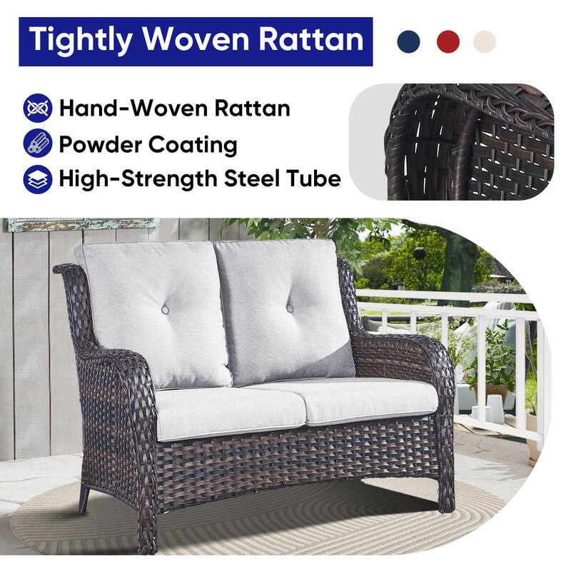 Gymojoy Stylish Patio Loveseat 2 Seat Sofa with Water-Resistant Olefin Cushions