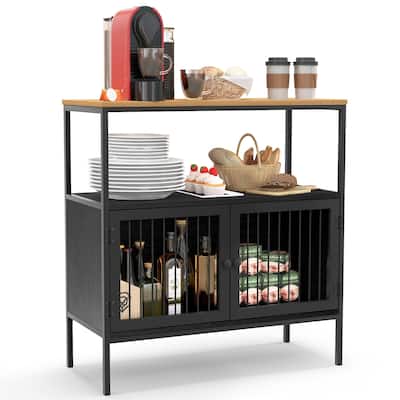 Costway Kitchen Server Buffet Sideboard Storage Cabinet Cupboard with - 31.5'' x 14'' x 35.5'' (L x W x H)