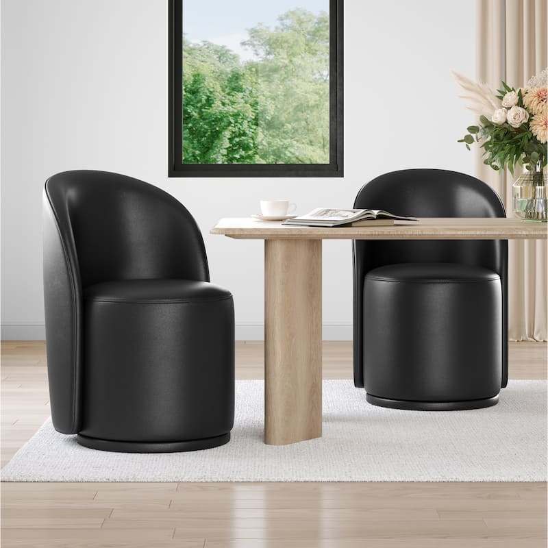 23.5" Wide Swivel Side Chair for Dining Room, Living Room. - Set of 2 - Black-Faux Leather