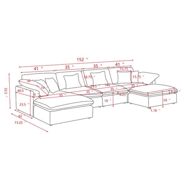 6 - Piece Chenille Sectional