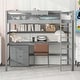 preview thumbnail 10 of 15, Wood Twin Size Loft Bed with Desk, Blackboard, Storage Box, Shelf and 3 Drawers Gray