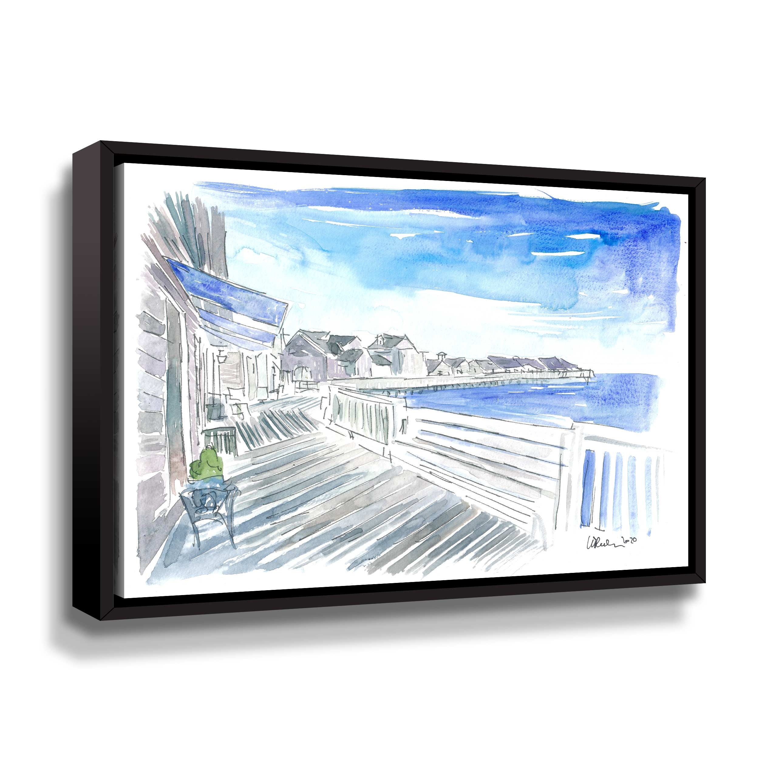 Outer Banks Currituck Sound Promenade Waterfront Gallery Wrapped Floater-framed  Canvas Bed Bath  Beyond 32433576