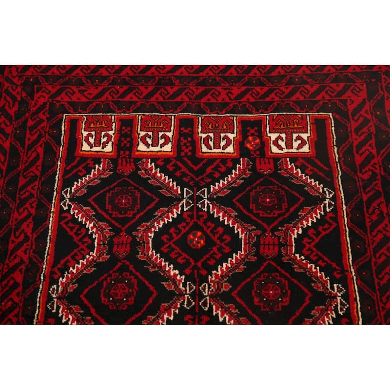 Traditional Geometric Persian Balouch Area Rug Wool Hand-knotted - 3'4" x 6'0"