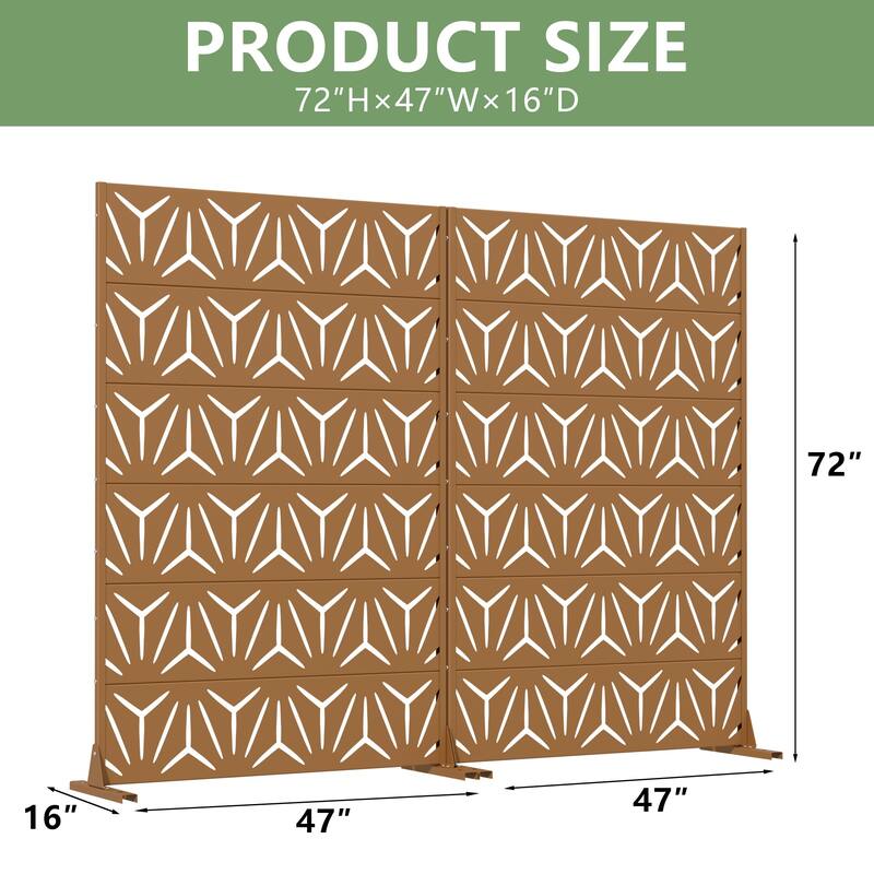 Dovelina Outdoor Freestanding Metal Privacy Screen Decorative Garden Fence (Set of 2)