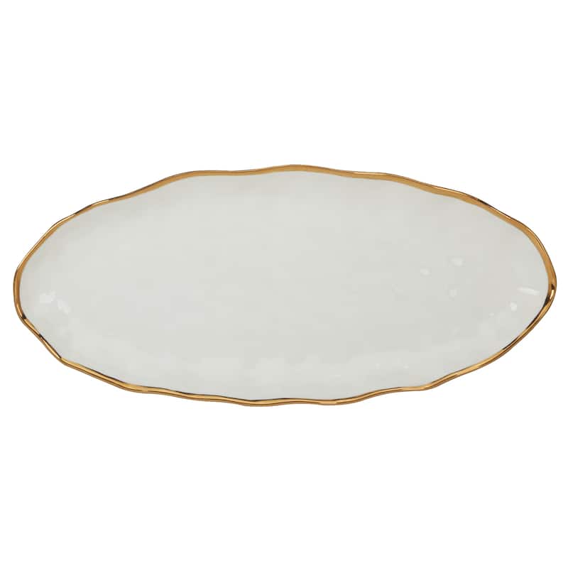 Certified International Regency Gold Oval Fish Platter, 19.5" X 8.5" - 19.5" x 8.5" x 1.5"