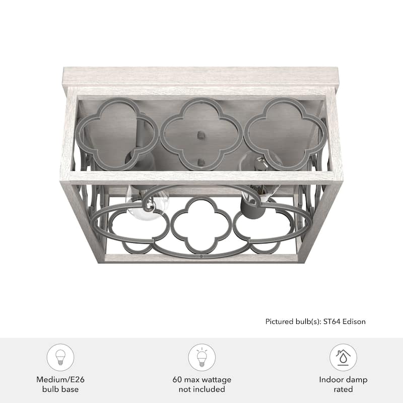 Hunter Gablecrest 2 Light Flush Mount Ceiling Light - Entry, Bathroom - Modern Farmhouse, Transitional, Distressed - Damp Rated!