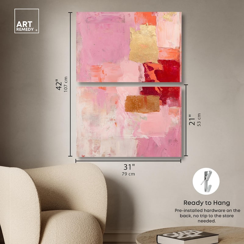 Petal Patchwork II Canvas Set of 2 by Art Remedy, Gallery Wrapped