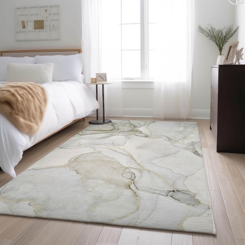 Premium Washable Super Soft Abstract Contemporary Mayfield Rug - Beige - 8' x 10' - Rectangle