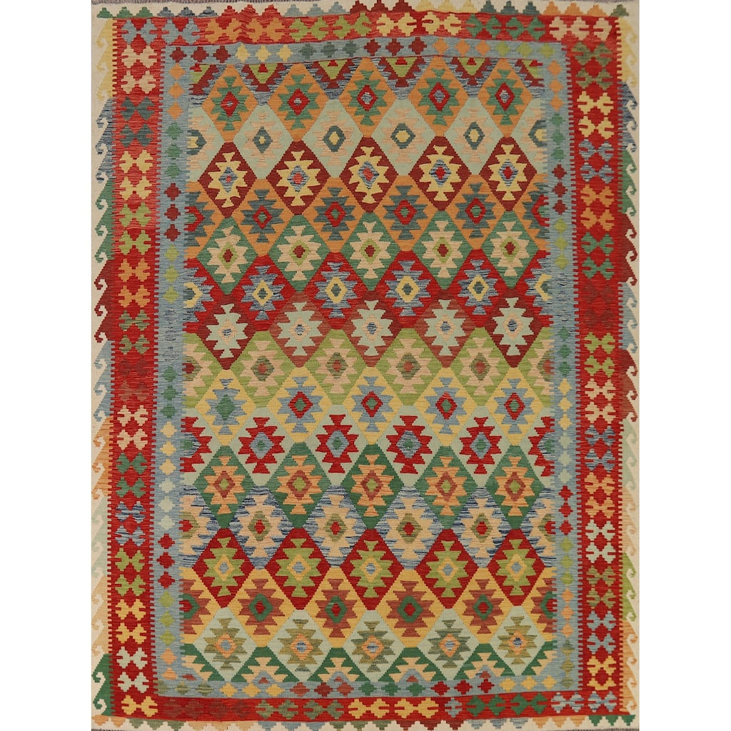 Flat Weave South Western Kilim Area Rug Flatweave Wool Carpet - 8'2" x 9'9"