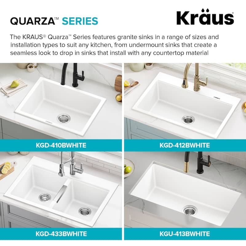 KRAUS Granite 24 inch 1-Bowl Undermount Drop-in Kitchen Sink