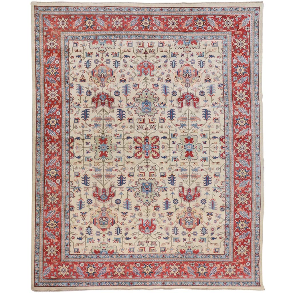 Special kazak Heriz Design Pure Wool Handmade Rug(9'x11'7") - 9'0" x 11'7"