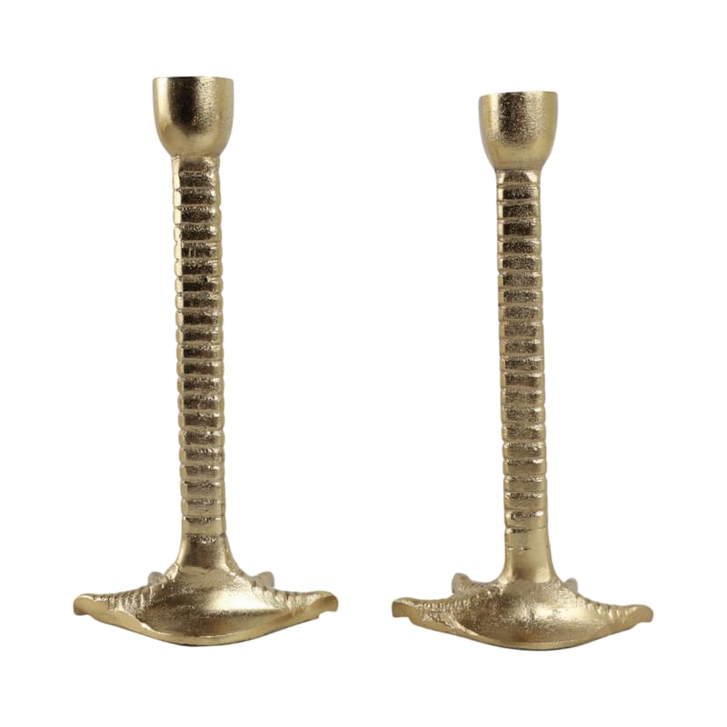 Metal Bird Legs Taper Candle Holders Set of 2 - Gold - 9.0"