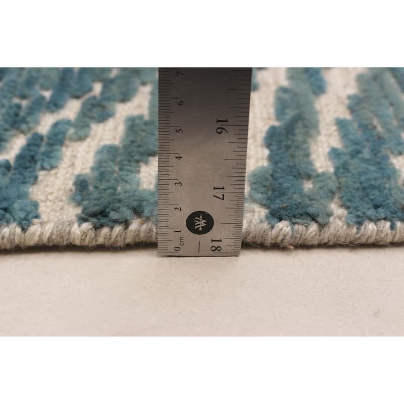 ECARPETGALLERY Hand-knotted Tangier Turquoise Wool Rug - 6'9 x 9'9