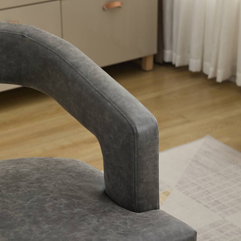 Roomfitters Barrel Accent Chair, Open Back Upholstered Dining Chair with Weathered Wood Legs for Dining Room or Living Room