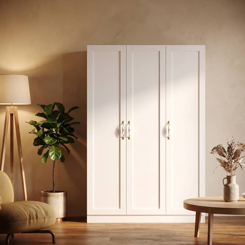 Space-Saving Storage Cabinet for Bedroom Apartment Wardrobe Armoire Closet Storage Cabinet 47.2" Wide Bedroom Storage Cabinet