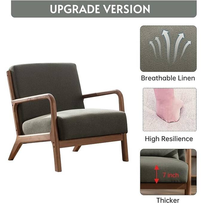 Prelife Modern Upholstered Living Room Armchairs with Wood Frame for Bedroom