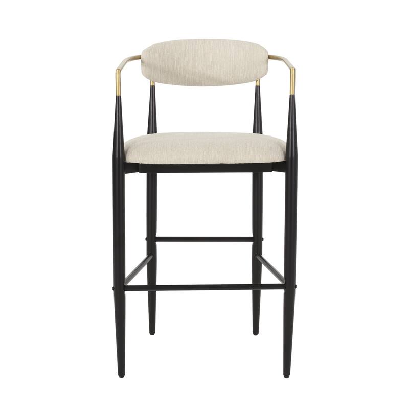 Modern Set of 2 Bar Stools with Armrests, Backrest, High-Density Foam Seat, Metal Legs for Bar Dining Room Living Room