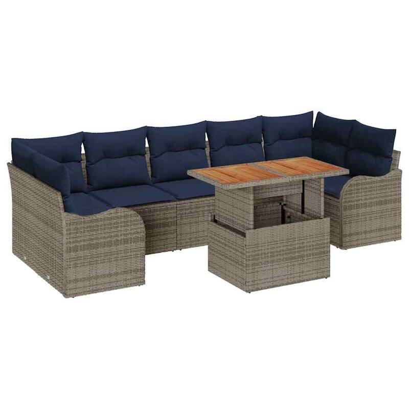 vidaXL 8 Piece Garden Sofa Set with Cushions - 113.8×48.2×27.2