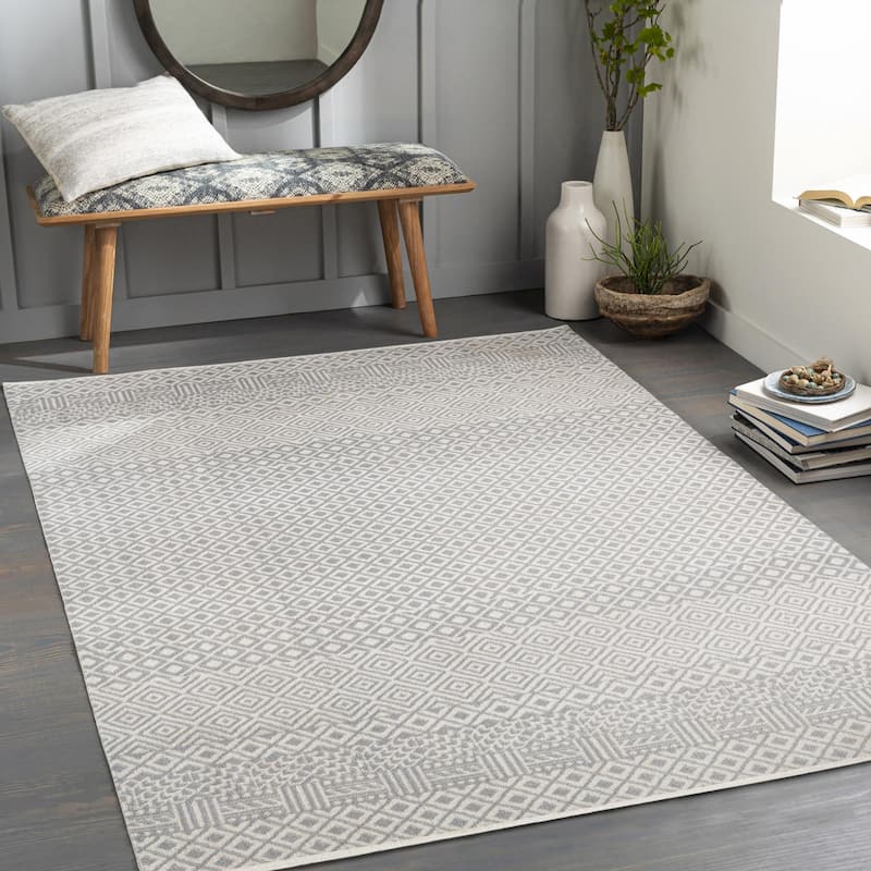Livabliss Lavadora Global Machine Washable Area Rug - Cream/Grey - 9' 2" x 12'